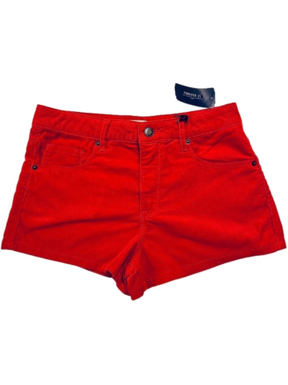 Forever 21 Red Corduroy High Rise Shorts NWT Sz 26